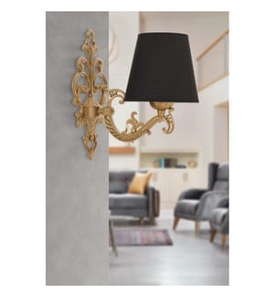 Wandleuchte, Schwarz, Gold, Metallkörper, PVC-Kappe