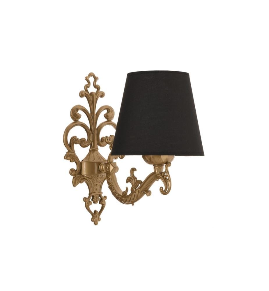 Applique murale, noire, dorée, corps en métal, capuchon en PVC