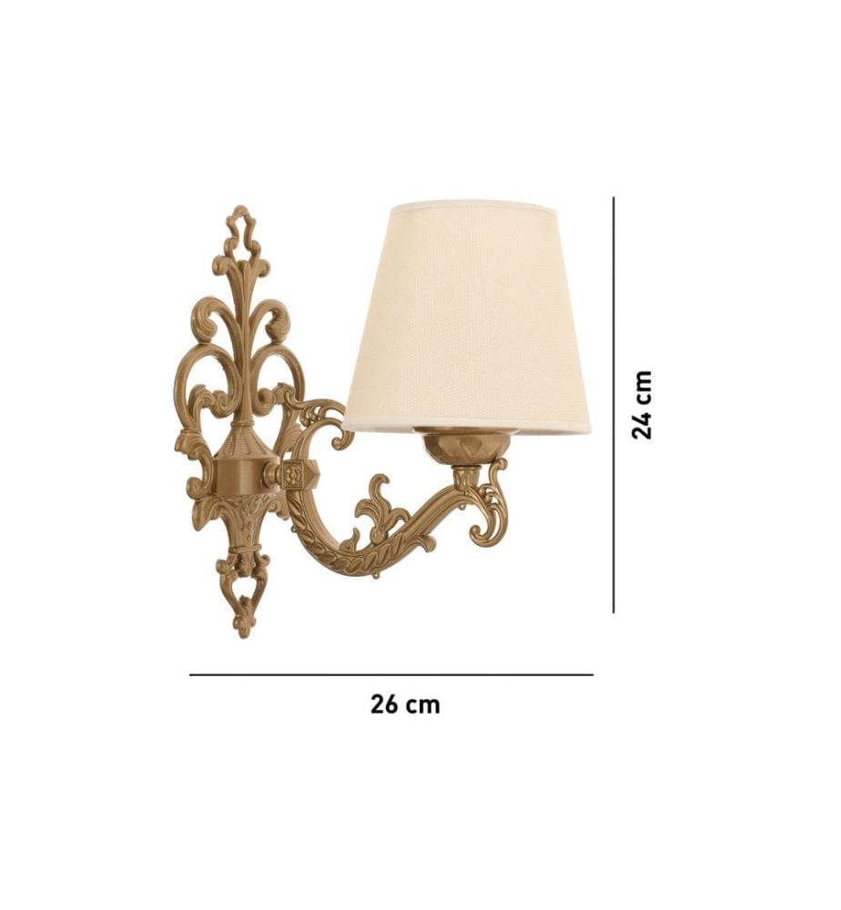 Applique murale, crème, dorée, CORPS EN MÉTAL, capuchon en PVC