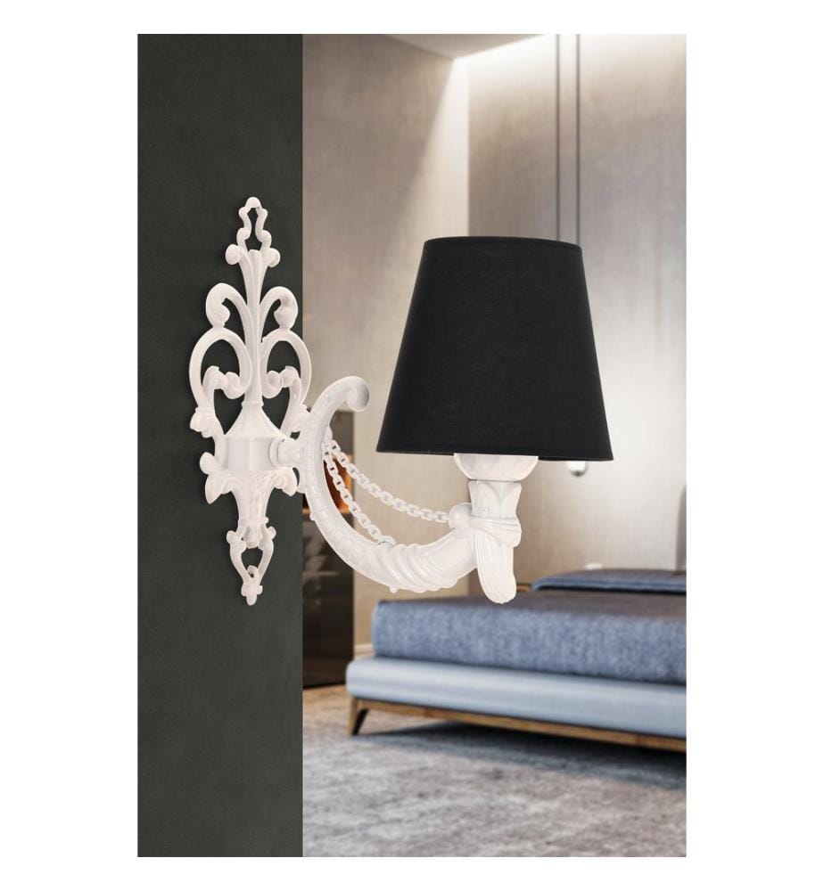 Applique murale, noir, blanc, CORPS EN MÉTAL, capuchon en PVC