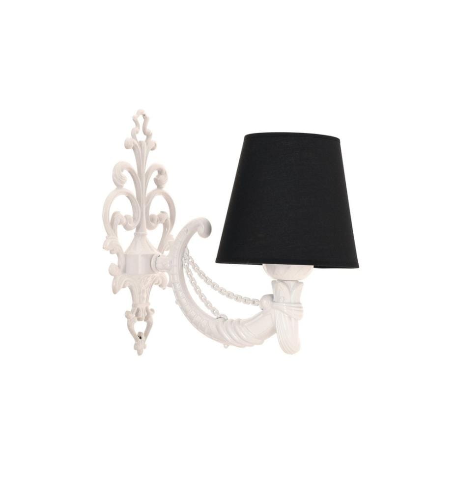 Applique murale, noir, blanc, CORPS EN MÉTAL, capuchon en PVC