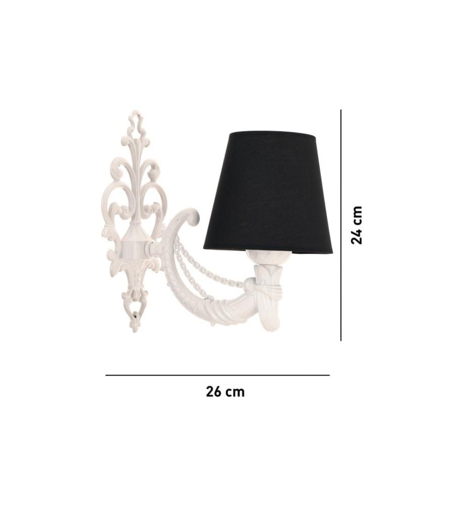 Applique murale, noir, blanc, CORPS EN MÉTAL, capuchon en PVC