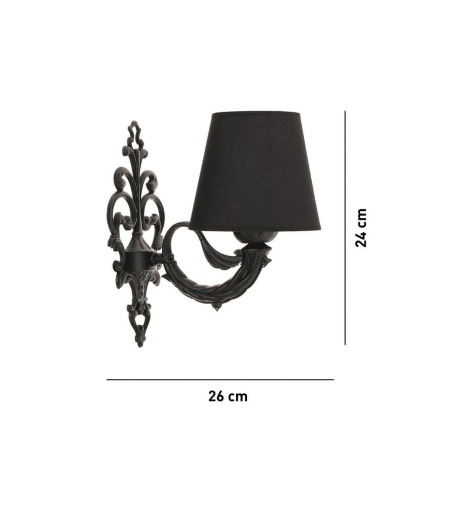 Wandleuchte, Schwarz, Metallkörper, PVC-Kappe