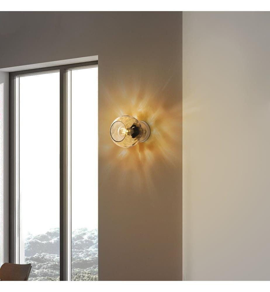 Applique murale, dorée, CORPS EN MÉTAL, CAPUCHON EN VERRE