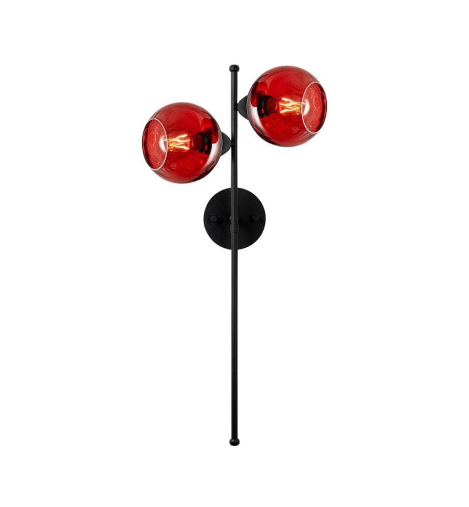 Wall Lamp, Black, Metal Body, Glass Cap