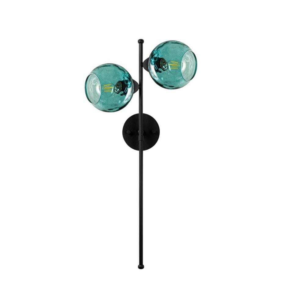 Wall Lamp, Black, Metal Body, Glass Cap