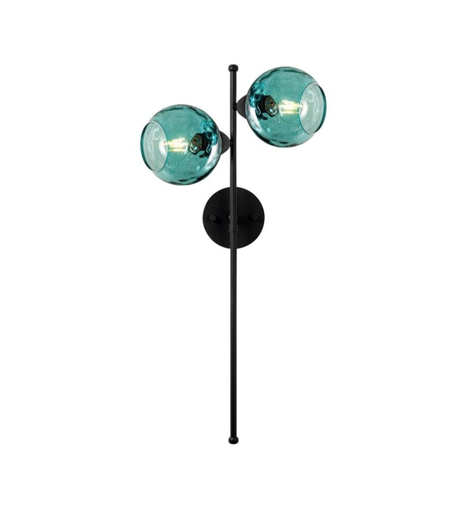Wall Lamp, Black, Metal Body, Glass Cap