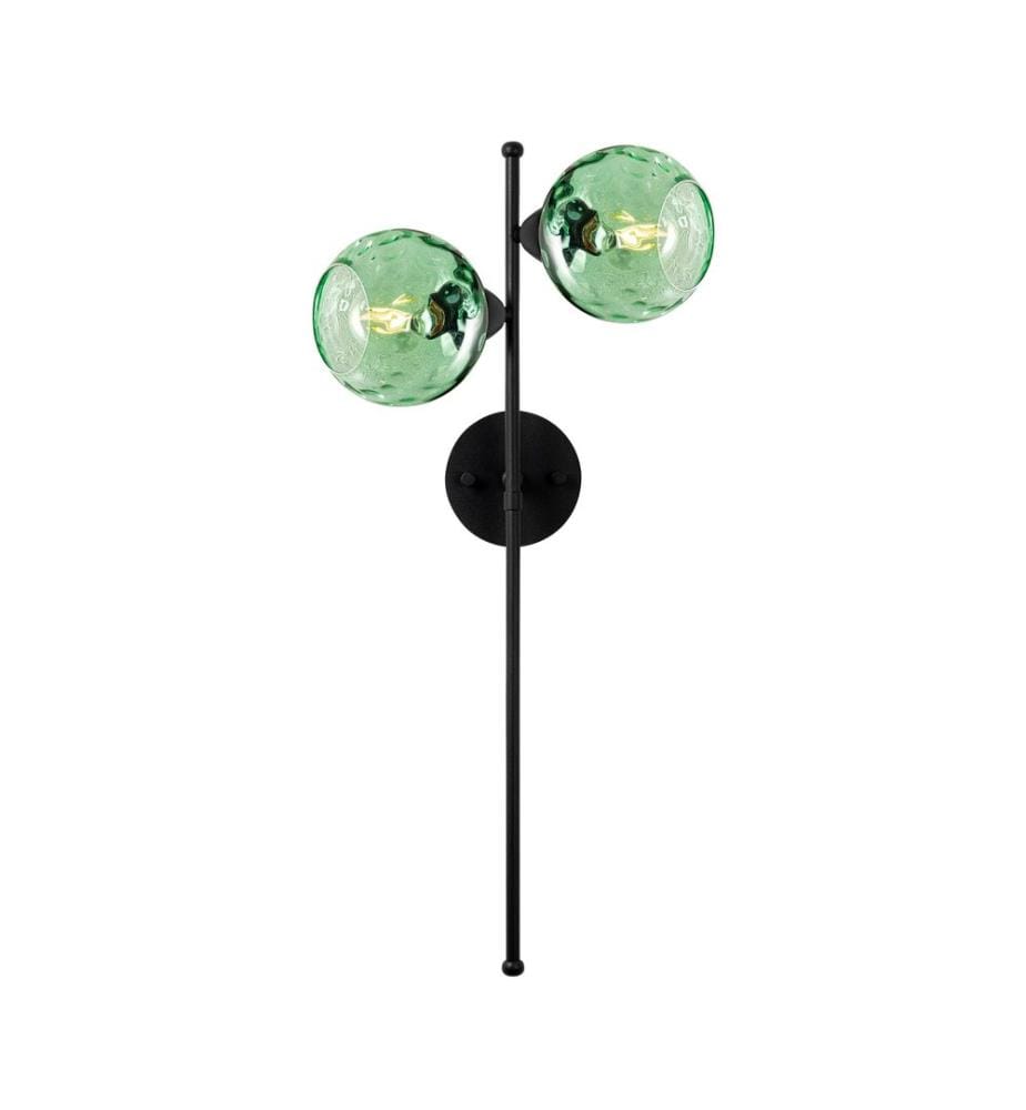 Wall Lamp, Black, Metal Body, Glass Cap
