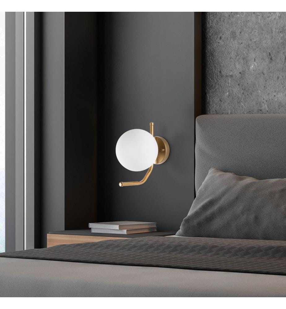 Wall Lamp, Gold, Metal Body, Glass Cap