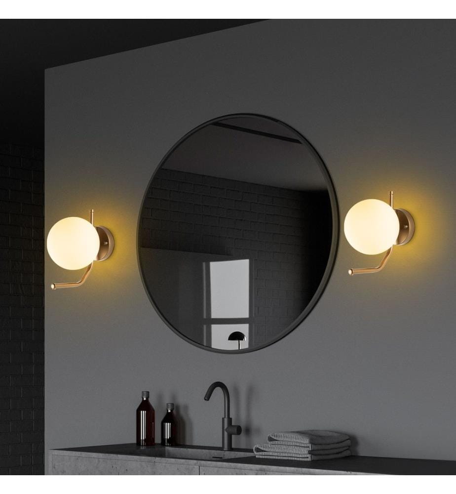 Wall Lamp, Gold, Metal Body, Glass Cap