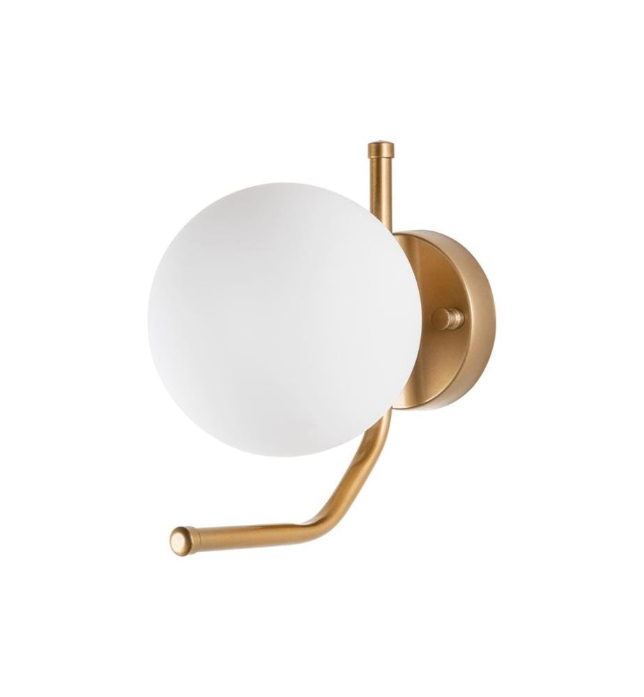 Wall Lamp, Gold, Metal Body, Glass Cap