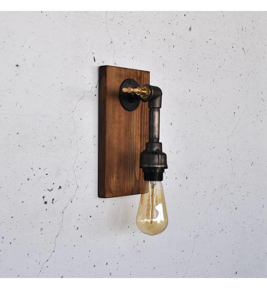 Applique murale, en bois, noire, 100 % BOIS MASSIF