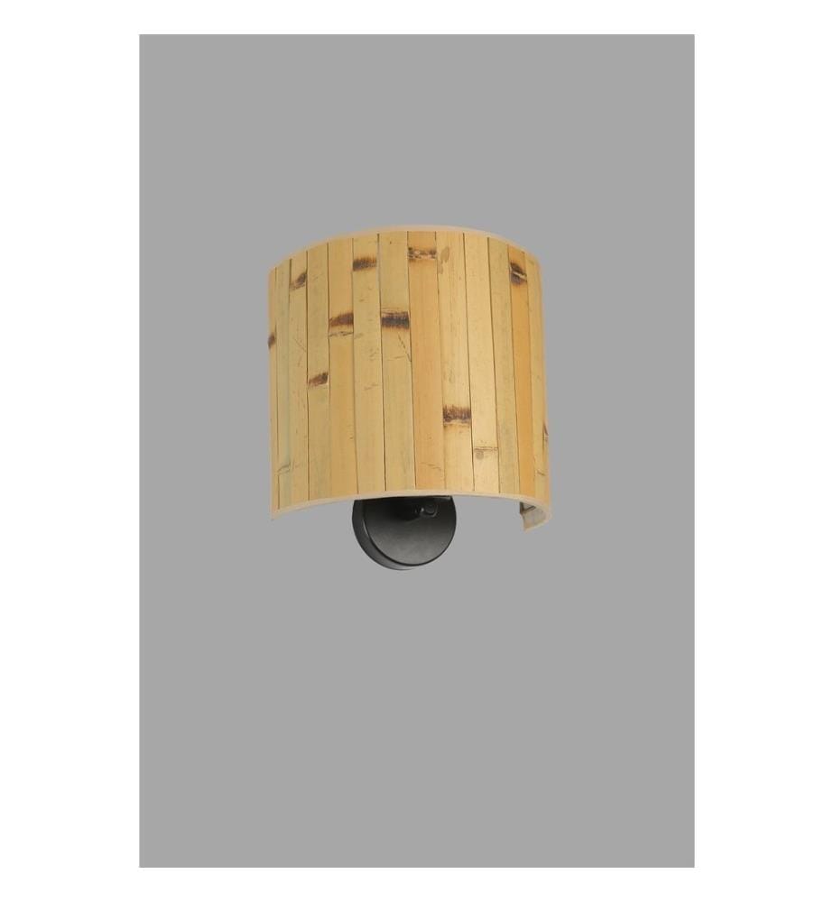Applique murale, en bois, CORPS EN MÉTAL, capuchon en bambou
