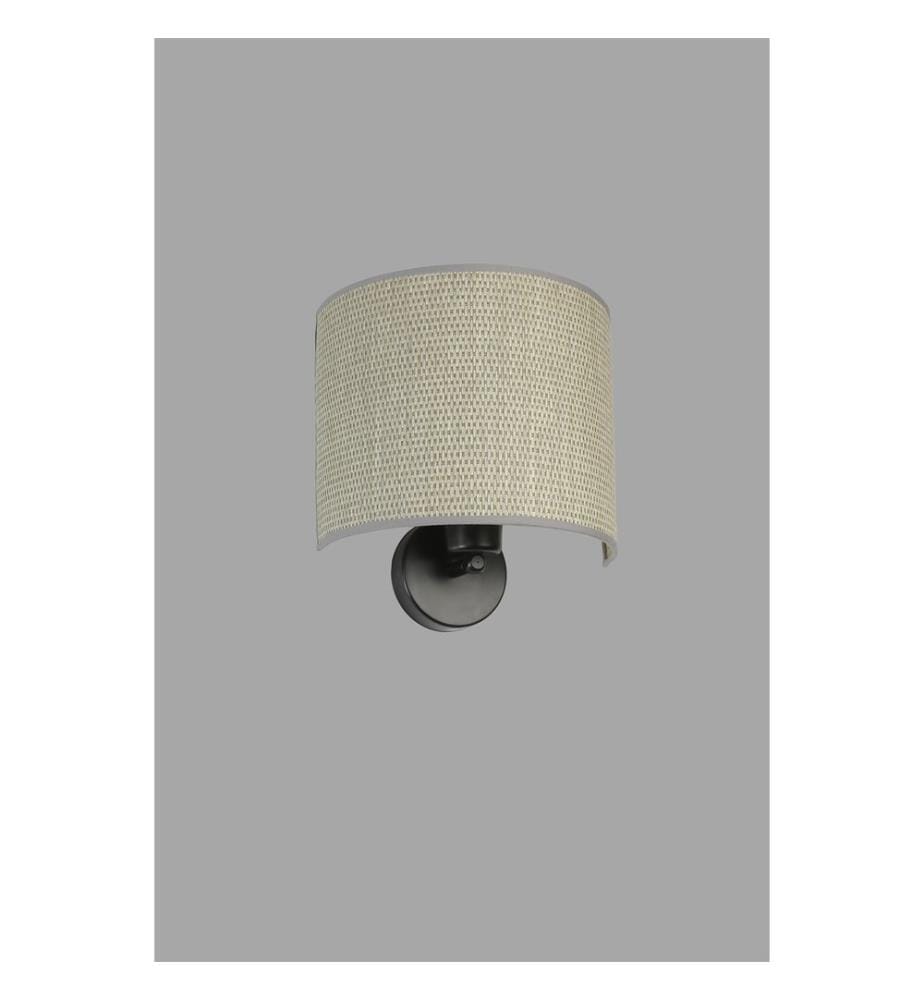 Applique murale, beige, noir, CORPS EN MÉTAL, capuchon en bambou
