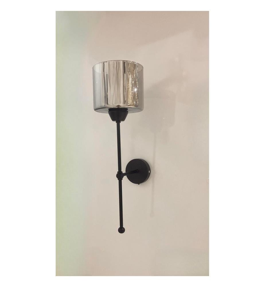 Applique murale, noire, CORPS EN MÉTAL, CAPUCHON EN VERRE