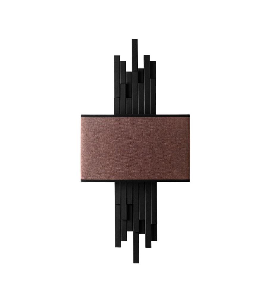 Wandleuchte, schwarz, Metallkörper, Stoffkappe