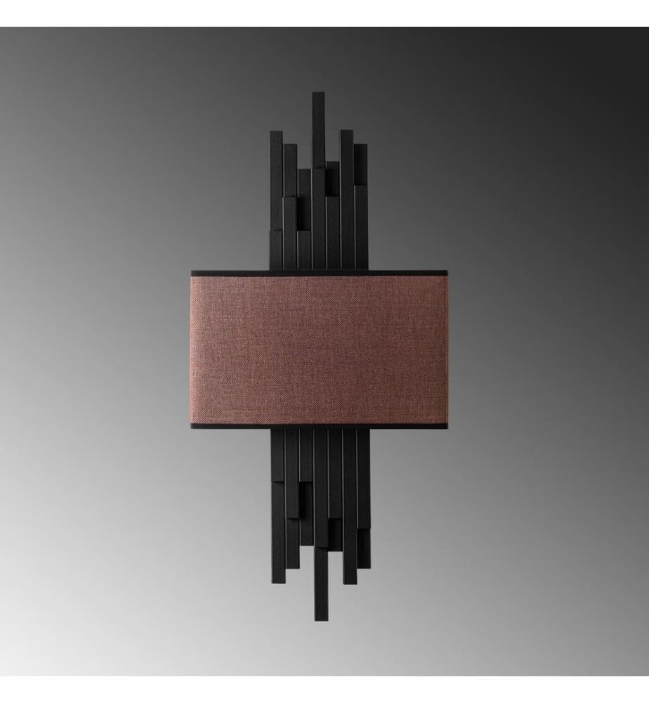 Wandleuchte, schwarz, Metallkörper, Stoffkappe