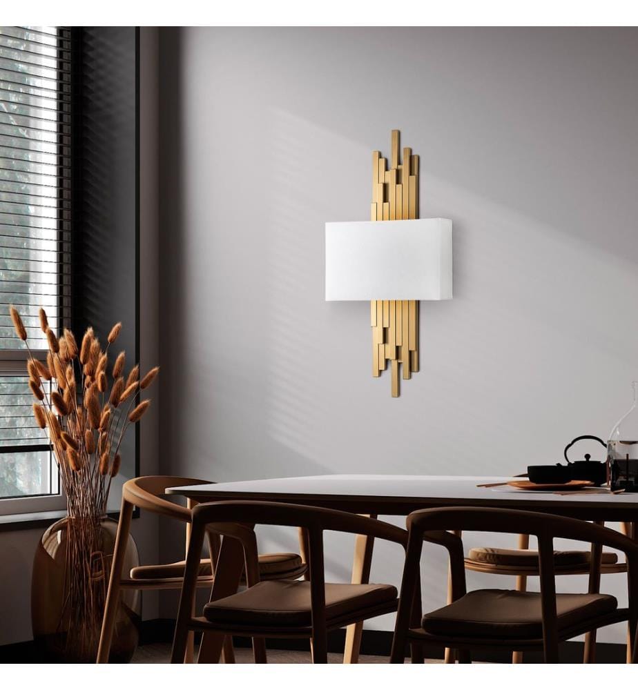 Wandleuchte, gold, Metallkörper, Stoffkappe