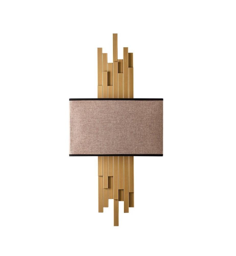 Applique murale, dorée, corps en métal, capuchon en tissu