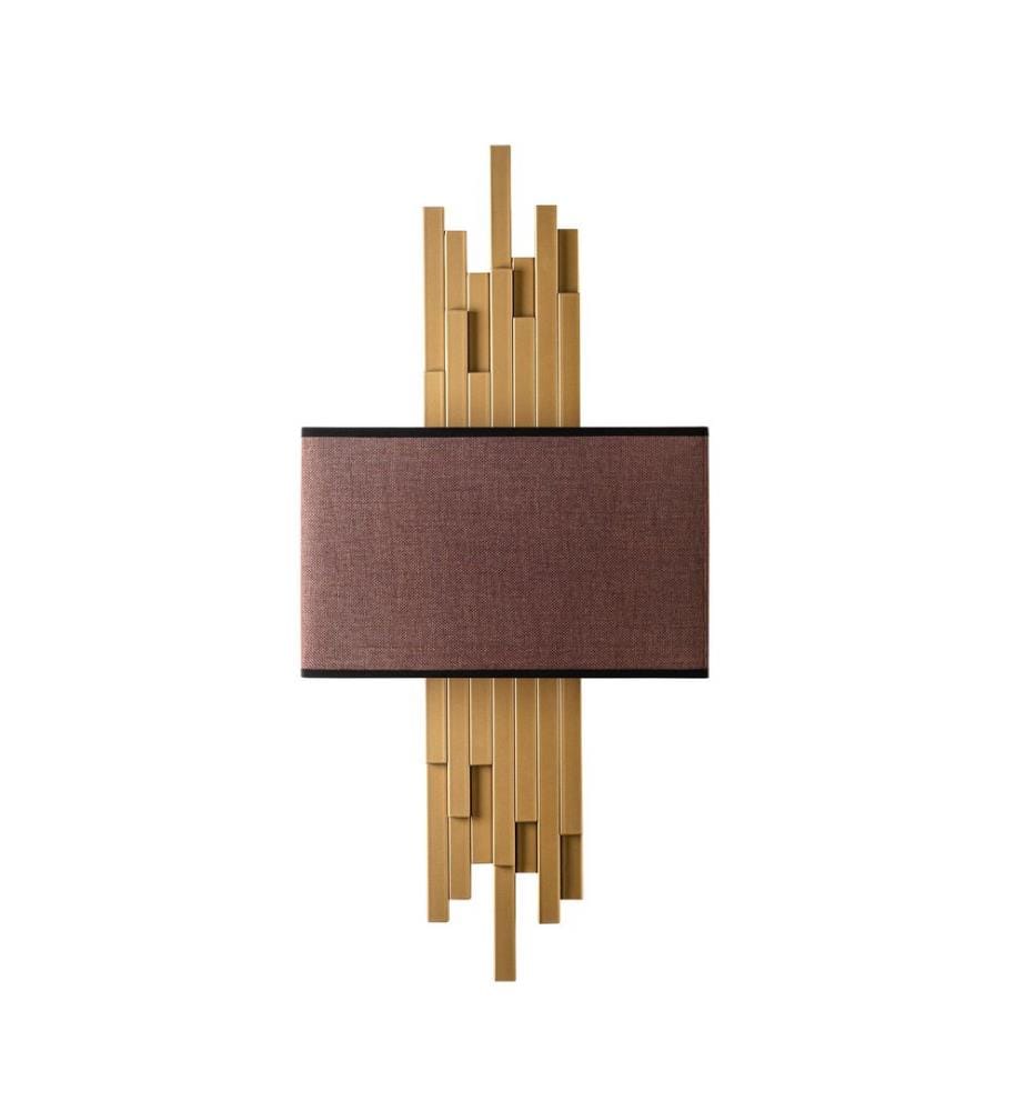 Applique murale, dorée, corps en métal, capuchon en tissu