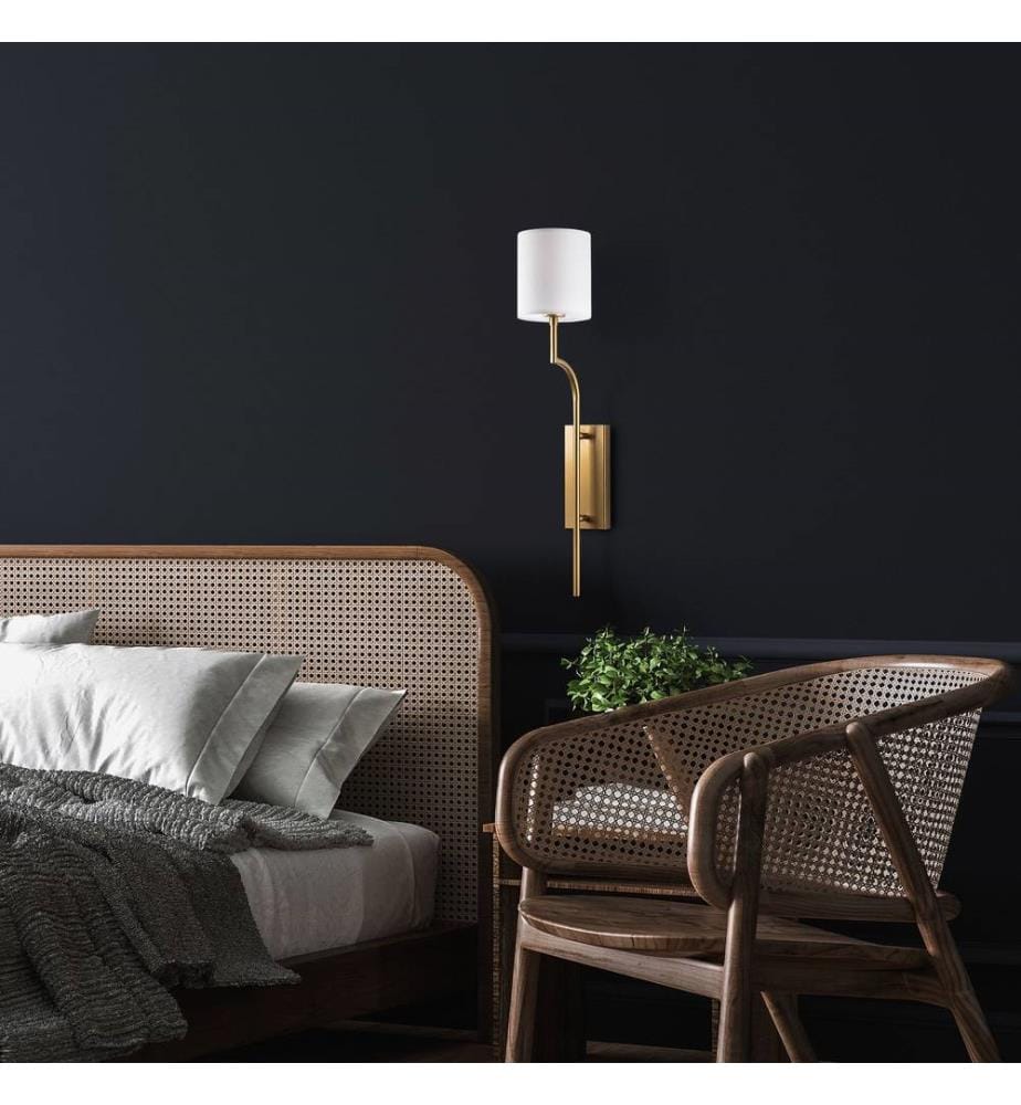 Wall Lamp, Gold, Metal Body, Fabric Cap