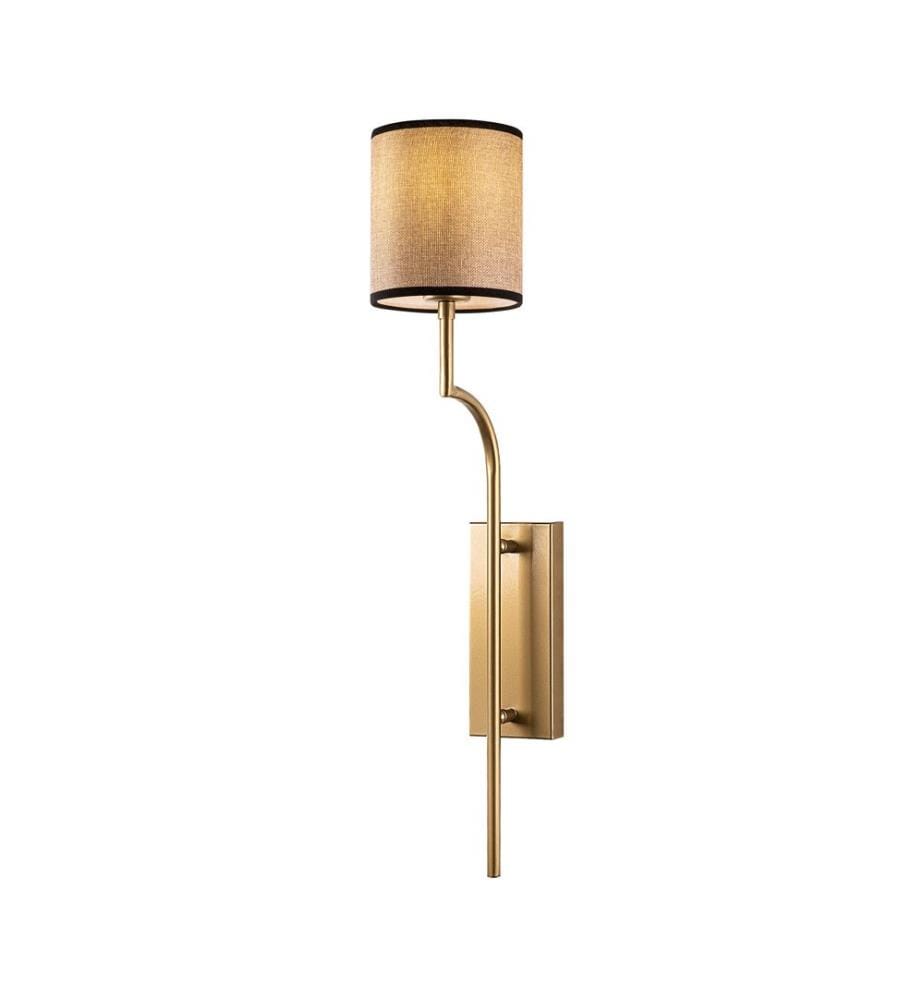 Wall Lamp, Gold, Metal Body, Fabric Cap
