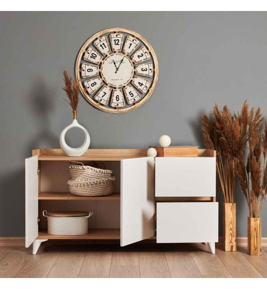 Console, Chêne Saphir Blanc, Panneau de particules mélaminé