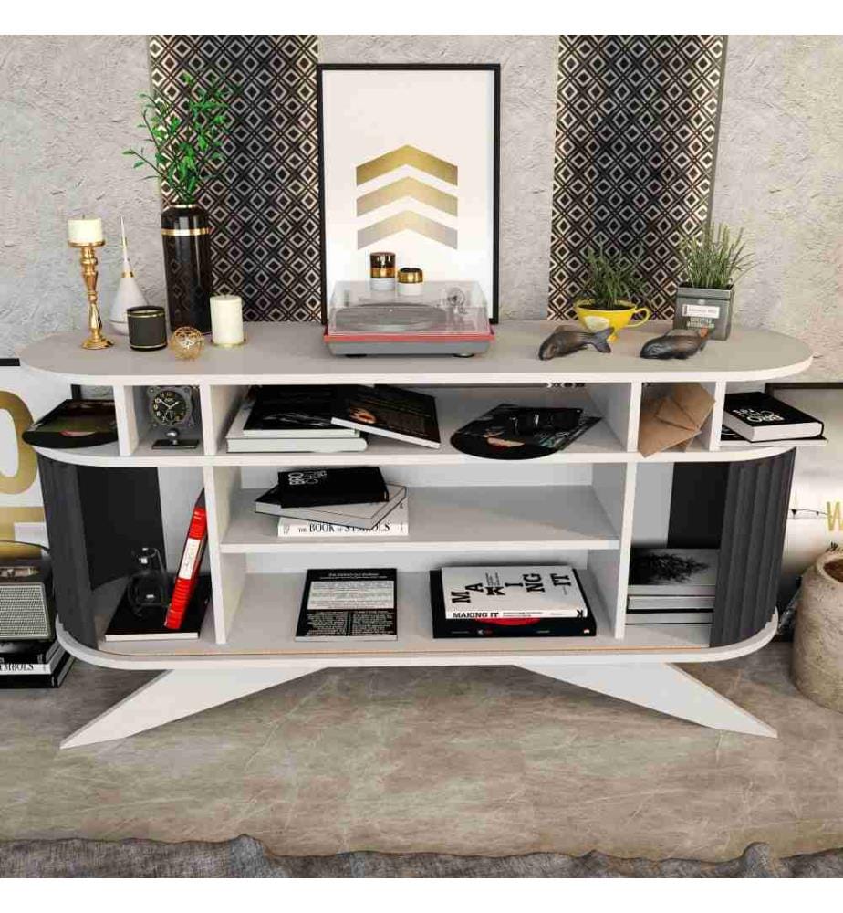Buffet, Blanc Anthracite, Panneau de particules mélaminé