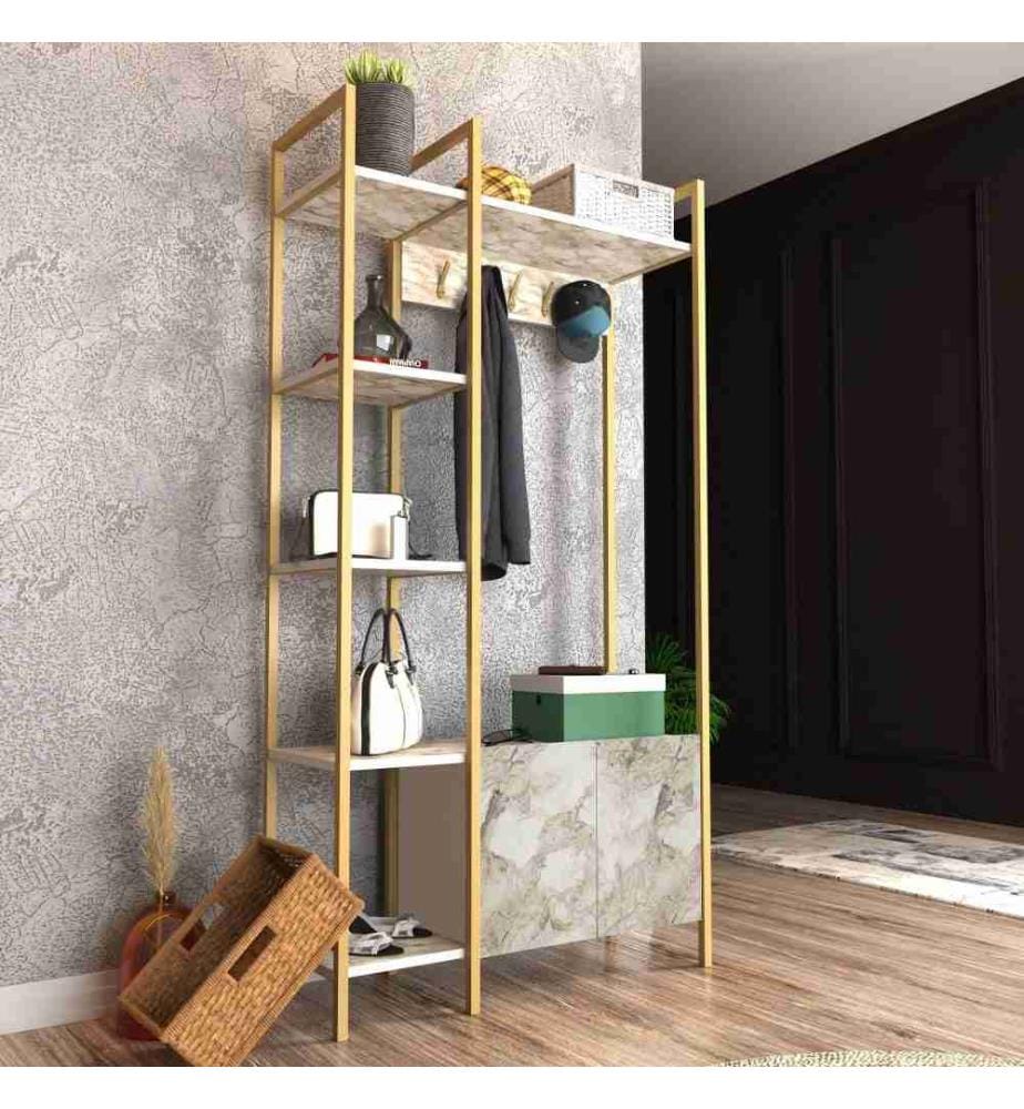 Stand da sala, oro bianco, pannello di particelle rivestito di melamina