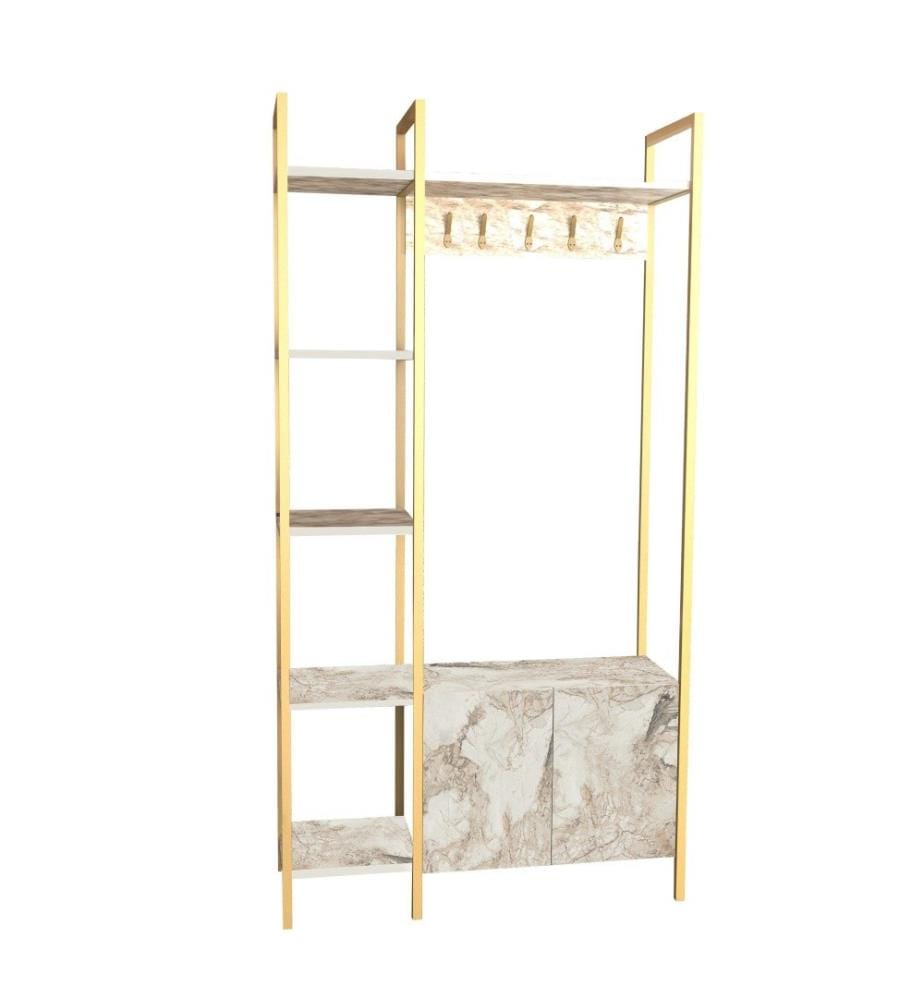 Stand da sala, oro bianco, pannello di particelle rivestito di melamina
