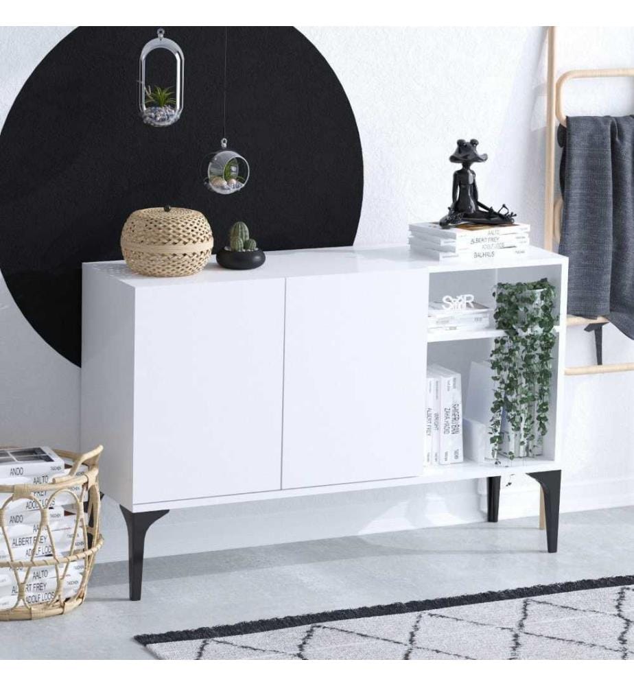 Console, blanc, panneau de particules mélaminé