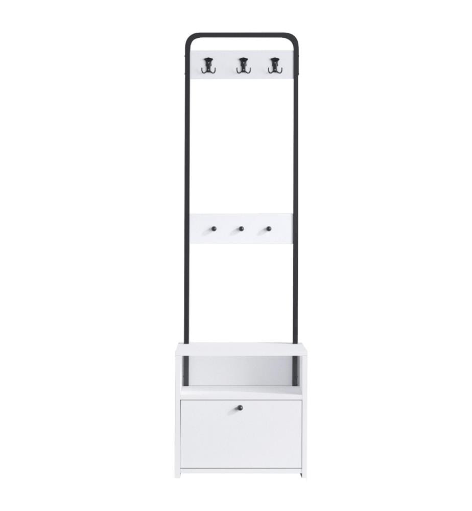 Hall Stand, Blanc Noir, Panneau de particules mélaminé