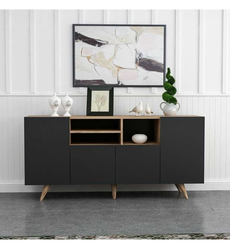 Console, noyer, noir, panneau de particules mélaminé