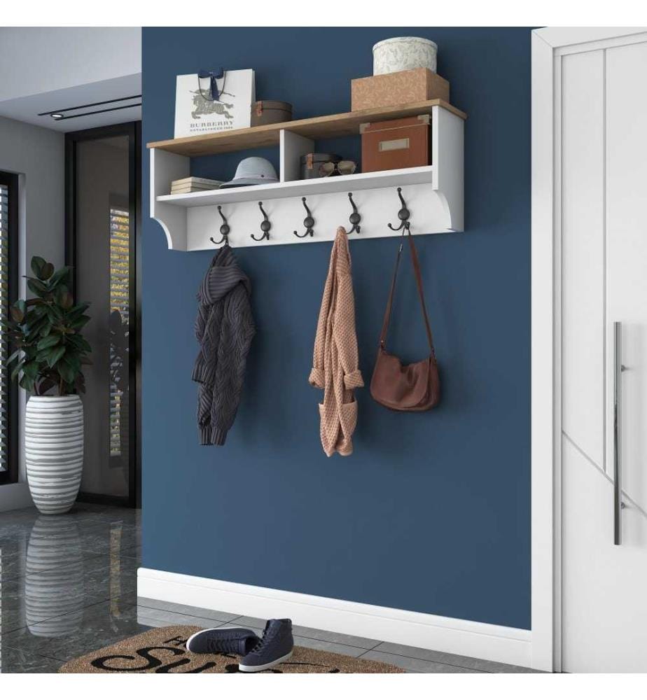 Hall Stand, White Walnut, Melamine Coated Particle Board