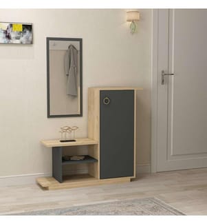 Piantana, Rovere antracite, pannello di particelle rivestito di melamina