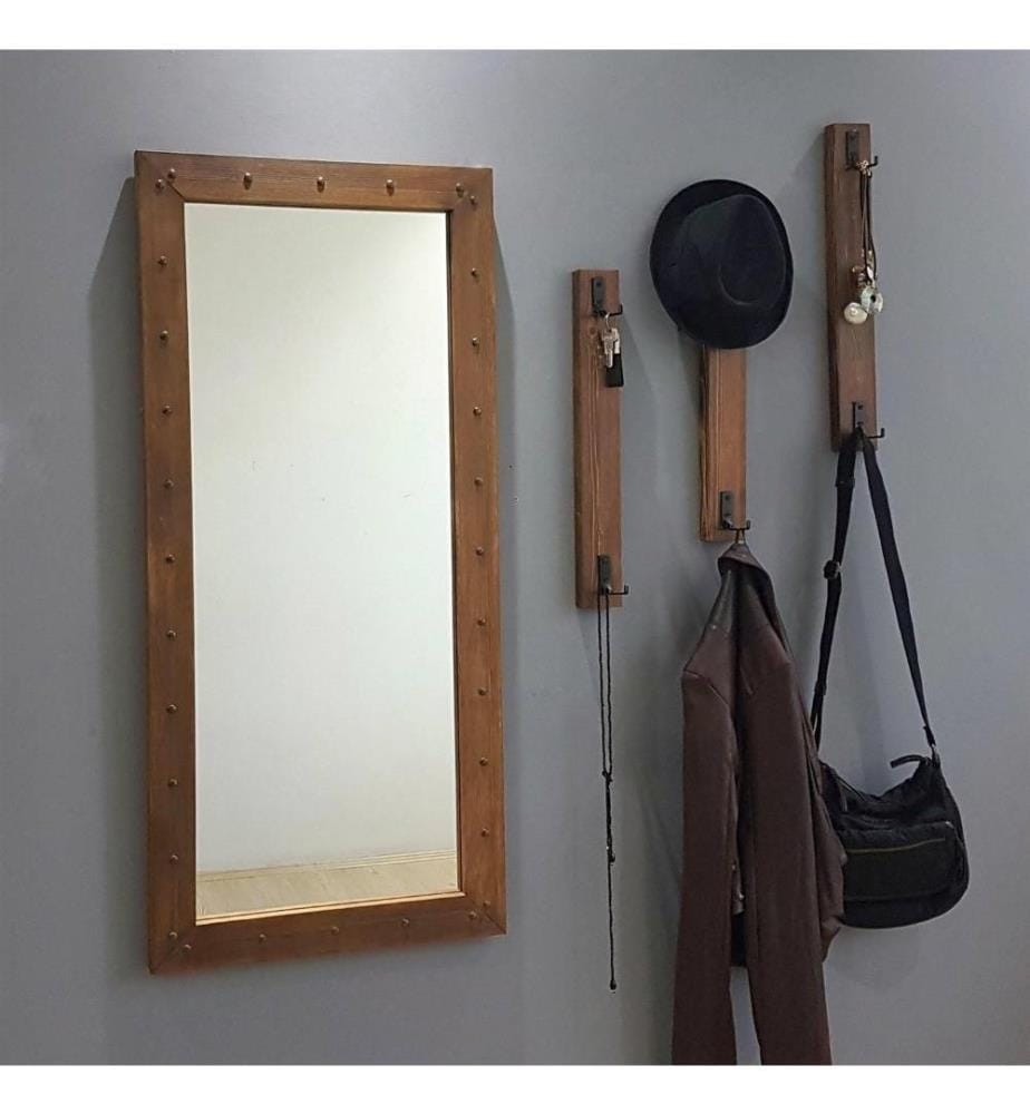 Hall Stand, Walnut, Pine Solid Wood
