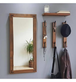 Piantana, noce, pino, legno massiccio