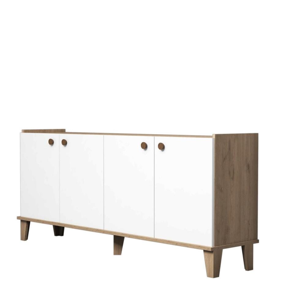 Console, chêne blanc, panneau de particules mélaminé