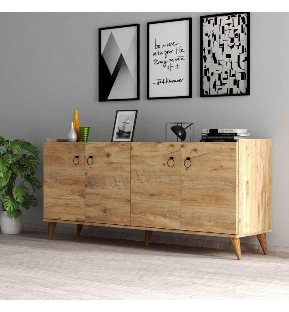 Console, pin atlantique, panneau de particules mélaminé