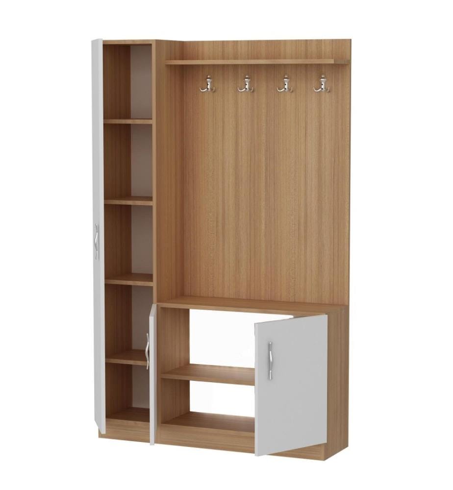 Hall Stand, White Teak, panneau de particules mélaminé