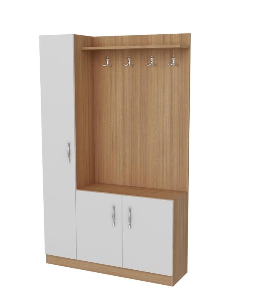 Hall Stand, White Teak, panneau de particules mélaminé
