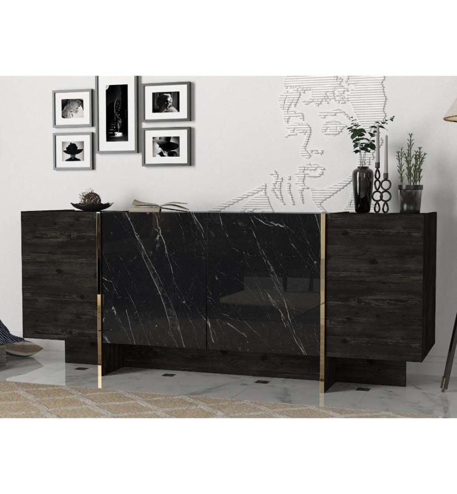 Console, Black Gold, panneau de particules mélaminé