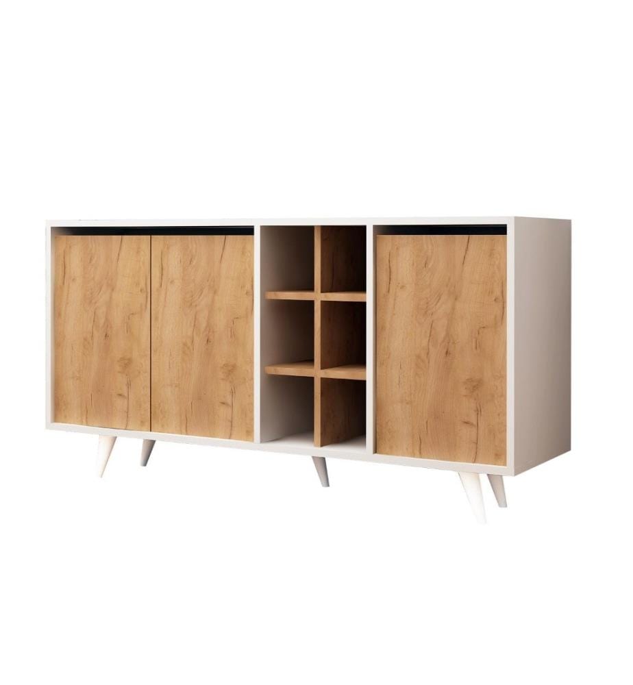 Console, chêne blanc, panneau de particules mélaminé