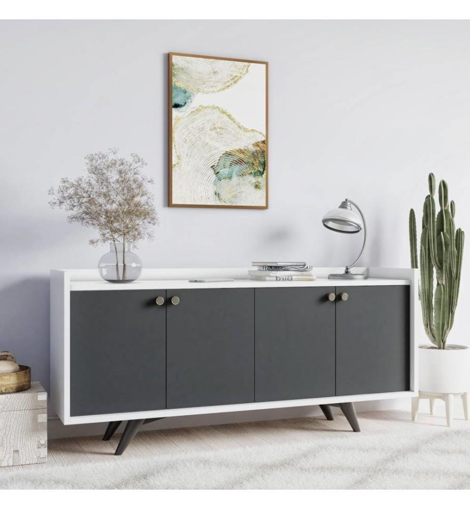 Console, blanc anthracite, panneau de particules mélaminé