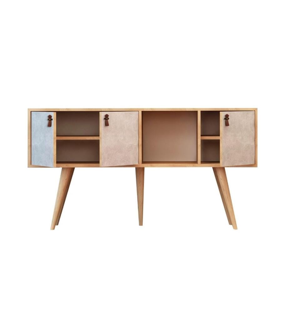 Sideboard, Eiche Weiss, Melaminbeschichtete Spanplatte