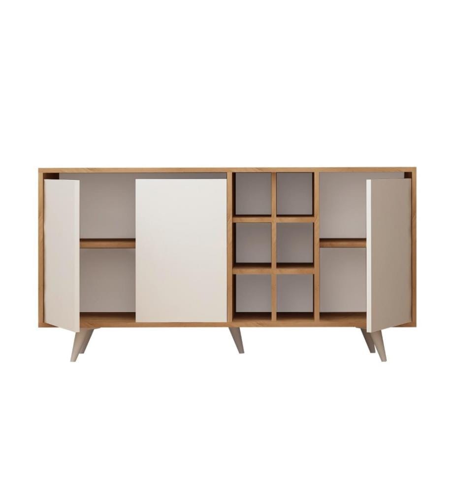 Console, chêne blanc, panneau de particules mélaminé