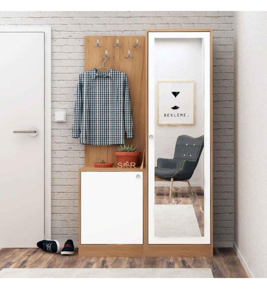 Hall Stand, Oak White, Melamine Coated Particle Board