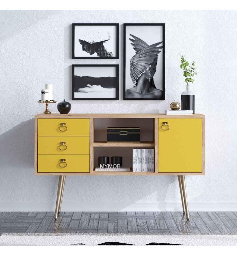 Sideboard, Eiche Gelb, Melaminbeschichtete Spanplatte