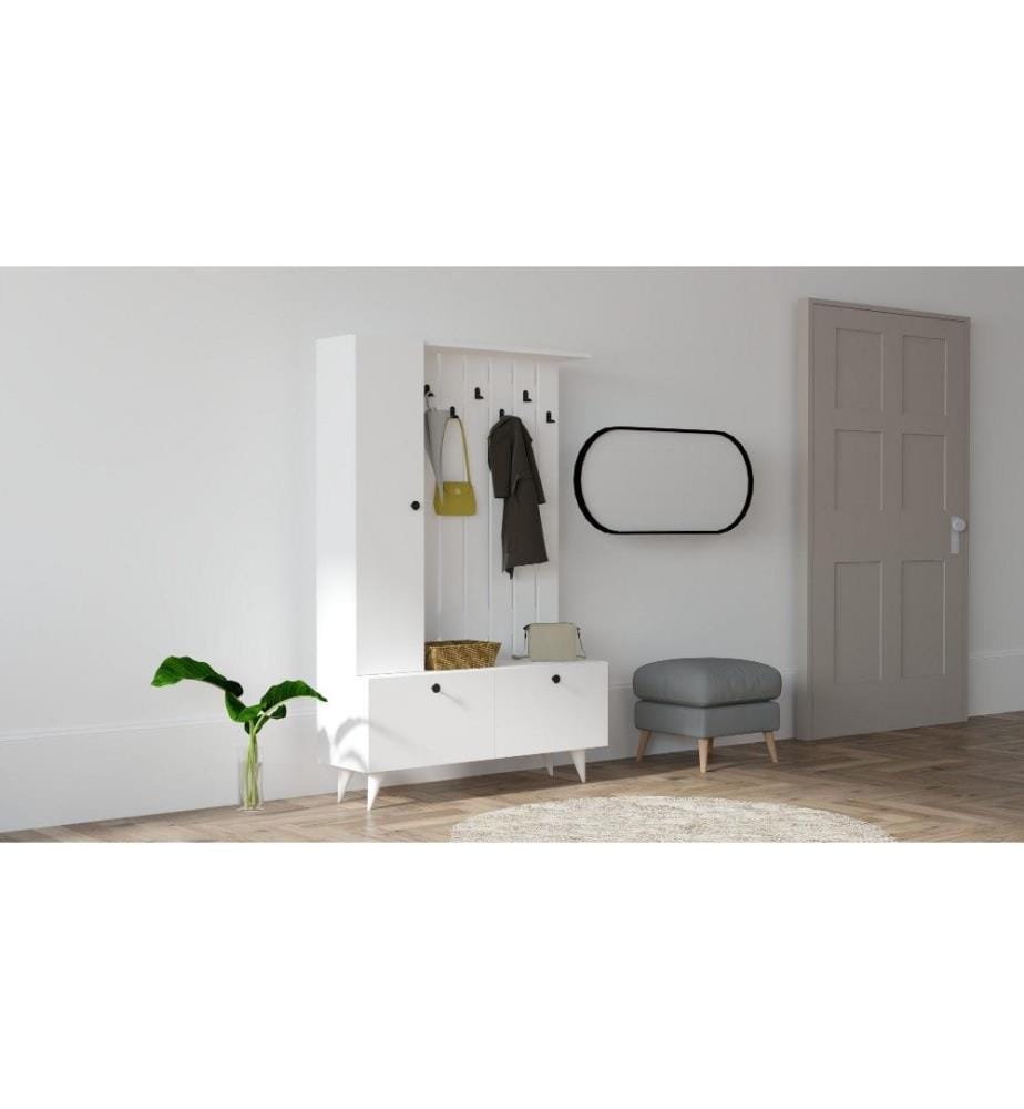 Stand da sala, bianco, pannello di particelle rivestito di melamina
