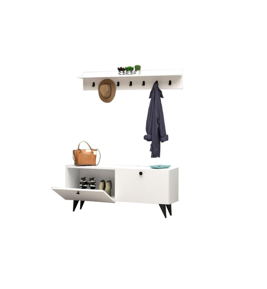 Stand da sala, bianco, pannello di particelle rivestito di melamina
